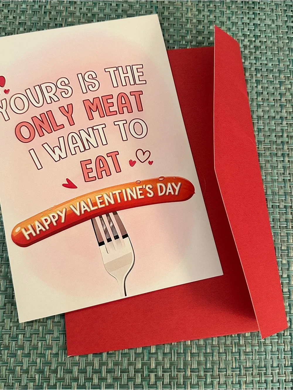 Valentine's Day Funny Red Greeting Card with Red Envelope